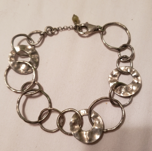 Silpada Sterling Silver Hammered Circle "Paper Chain" Bracelet - Picture 1 of 8